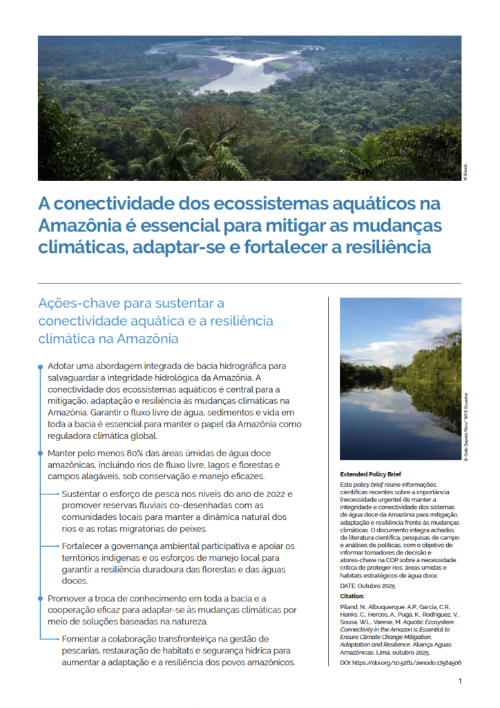 Conectividade aquática 1 Conservando la Cuenca Amazónica Aguas Amazonicas