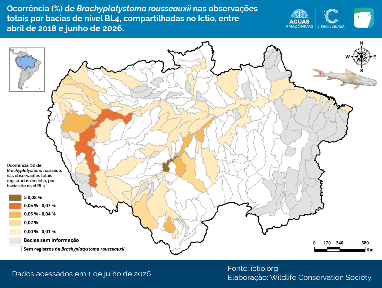 Ictio encerra um ciclo com mais de 648 mil registros de peixes amazônicos 6 Conservando la Cuenca Amazónica Aguas Amazonicas