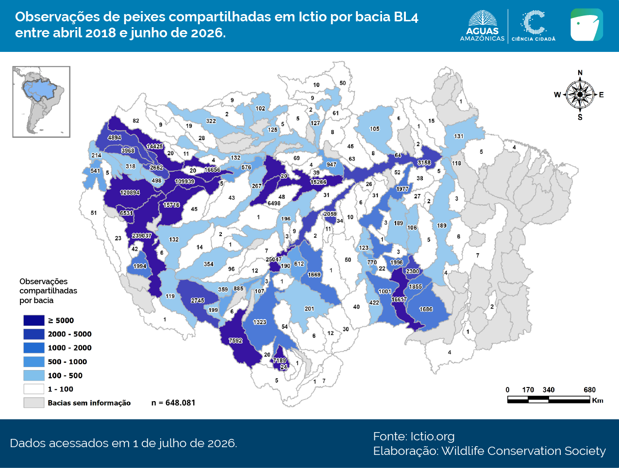 Ictio encerra um ciclo com mais de 648 mil registros de peixes amazônicos 2 Conservando la Cuenca Amazónica Aguas Amazonicas